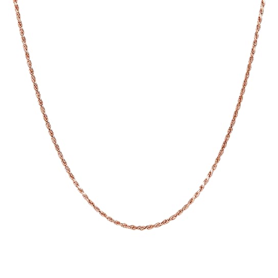 18K Rose Gold Plated Sterling Silver 1.46 mm Adjustable Rope Chain
22" Necklace