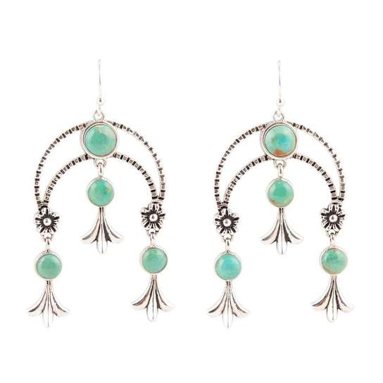 Barse Jewelry Floral Chandelier Blue Turquoise Sterling Silver Earrings