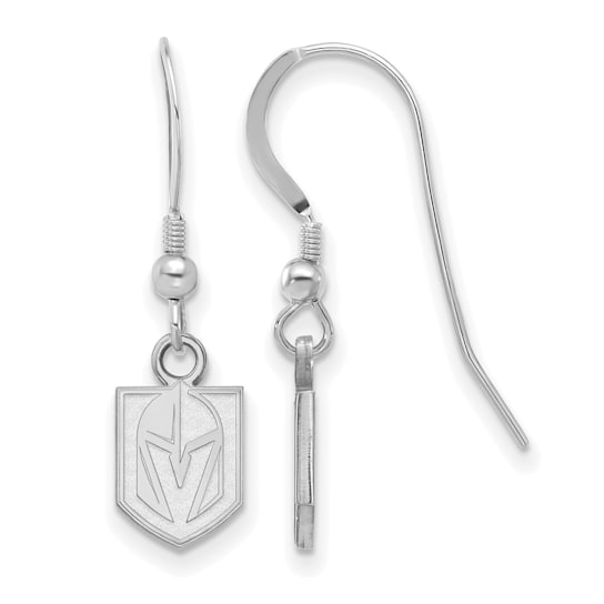 Rhodium Over Sterling Silver NHL Vegas Golden Knights LogoArt Dangle Earrings