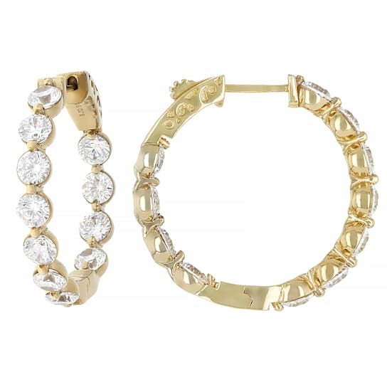 CZ Inside-Out Hoop Earrings In 14K Gold Over Brass 9.25ctw