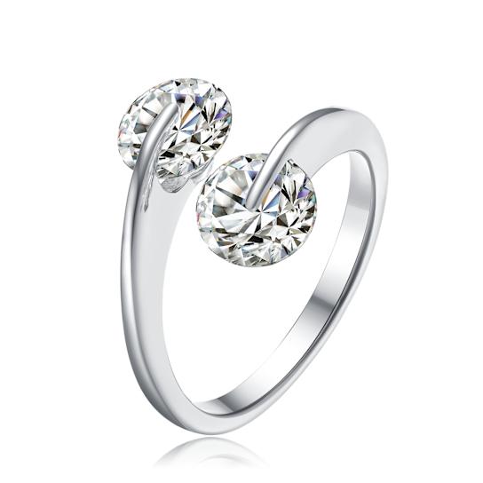 CZ Bypass Ring In Sterling Silver 2.5ctw