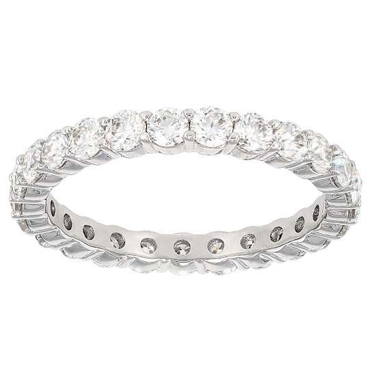 Moissanite Eternity Band in Platinum-Enhanced Sterling Silver