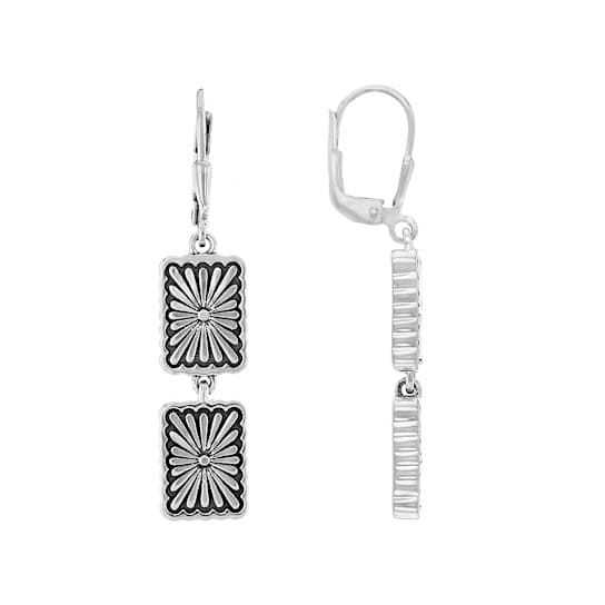 Sterling Silver Floral Dangle Earrings