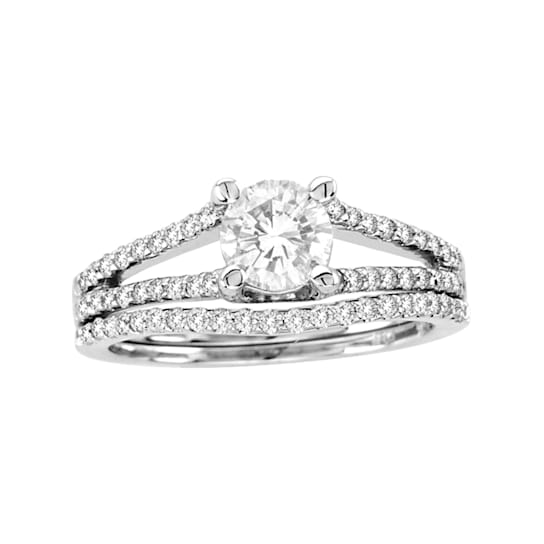 14K White Gold 1.10ctw Diamond Engagement Ring Set