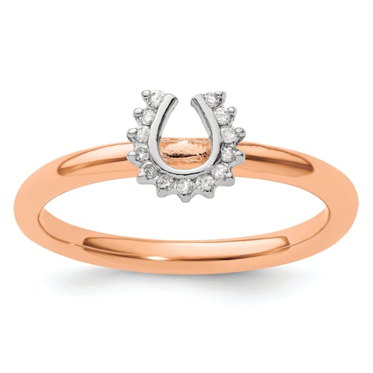 10K Rose Gold Over Sterling Silver Stackable Expressions Diamond
Horseshoe Ring 0.07ctw