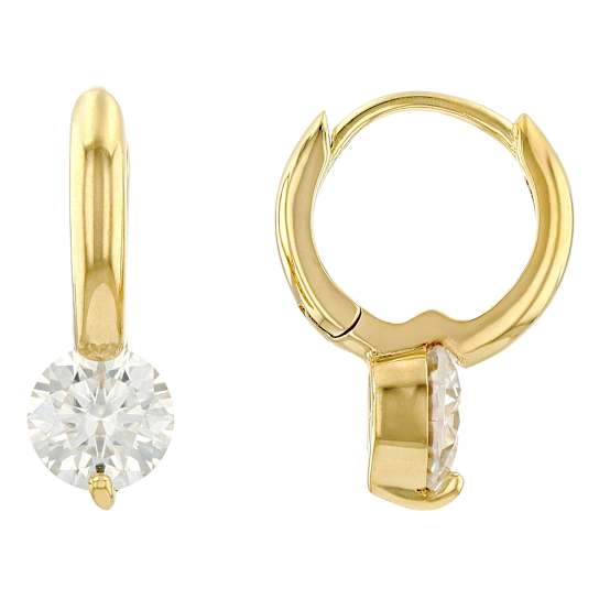 Moissanite Solitaire Drop Earrings in 14K Gold Over Sterling Silver