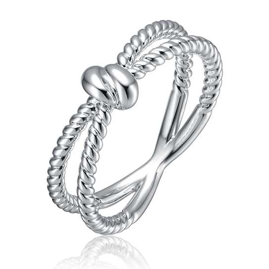 Infinity CZ Pave Band Ring In Rhodium Over Brass