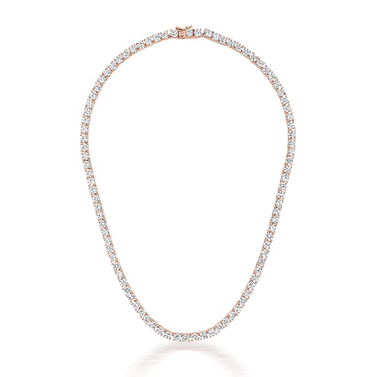 CZ Tennis Necklace In 18K Rose Gold Over Sterling Silver