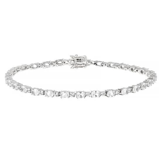 Lab-Created White Sapphire Tennis Bracelet In Sterling Silver 7.01ctw