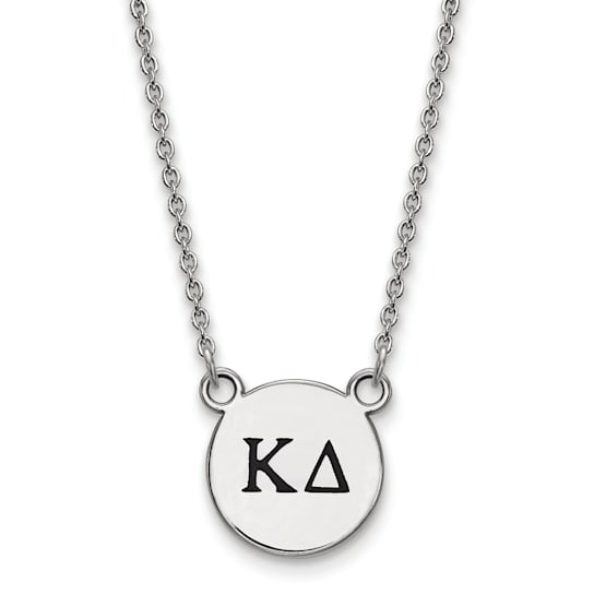 Rhodium Over Sterling Silver LogoArt Kappa Delta Small Enamel Pendant Necklace