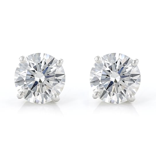 White Lab-Grown Diamond 14K White Gold Solitaire Stud Earrings, 4ctw.
