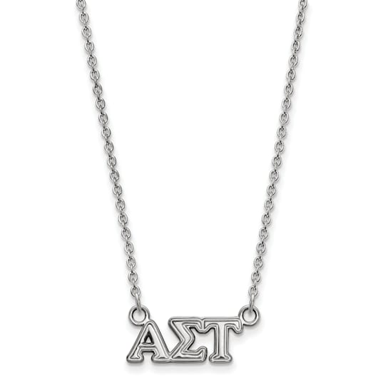 Rhodium Over Sterling Silver LogoArt Alpha Sigma Tau Extra Small Pendant Necklace