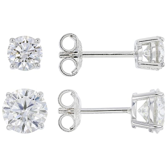Moissanite platineve(R) set of 2 pair stud earrings, 1ctw pair and a
2ctw pair 3.00ctw DEW
