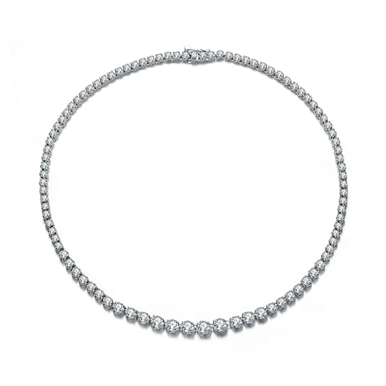 CZ Tennis Necklace In Sterling Silver 16 Inch