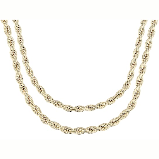 Rope Chain Necklace Set Of 2 In 18K Gold Over Bronze