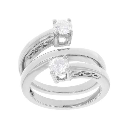 Lab-Grown Diamond Polished Bypass Ring In Sterling Silver 0.75ctw
