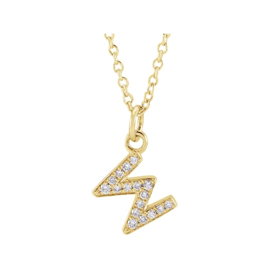 14K Yellow Gold Diamond W Initial Pendant With Chain