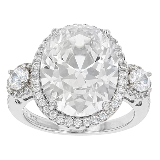 White Cubic Zirconia Rhodium Over Sterling Silver Ring 17.34ctw