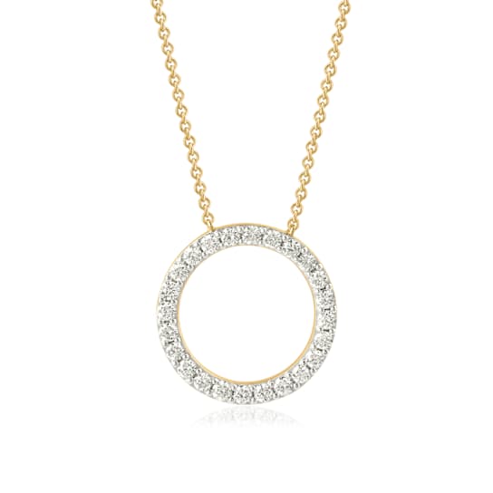 Lab-Grown Diamond Initial O Necklace In 14K Gold Over Sterling Silver 0.50ctw