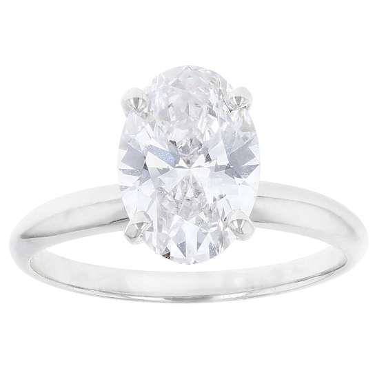 Lab-Grown Diamond Oval Solitaire Ring In 14K White Gold 2.00ct