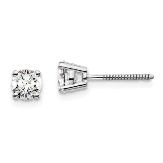14K White Gold Lab Grown Diamond 2/3ctw VS/SI GH Screw Back 4 Prong Earrings