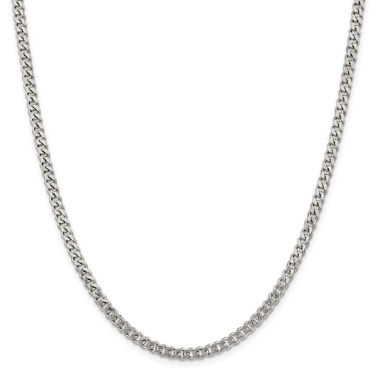 Rhodium Over Sterling Silver 4.5mm Curb Chain Necklace