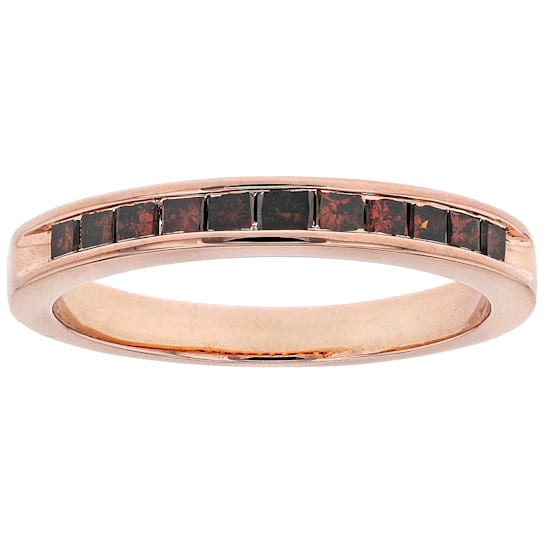 Red Diamond 10k Rose Gold Band Ring 0.50ctw