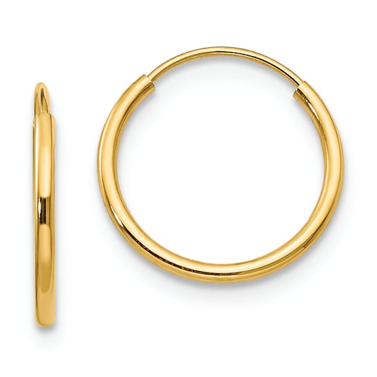 14K Yellow Gold Endless Hoop Earrings