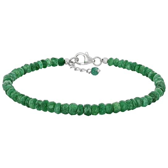 Emerald Rondelle Beaded Bracelet In Sterling Silver