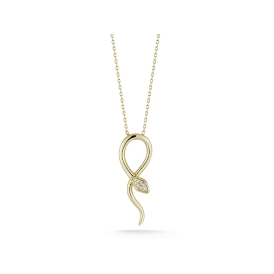 Sterling Statements 14K Yellow Gold Over Sterling Silver  CZ Snake Necklace