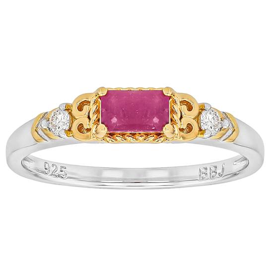 Ruby And Lab-Grown Diamond Ring In 18K Gold Over Sterling Silver 0.40ctw