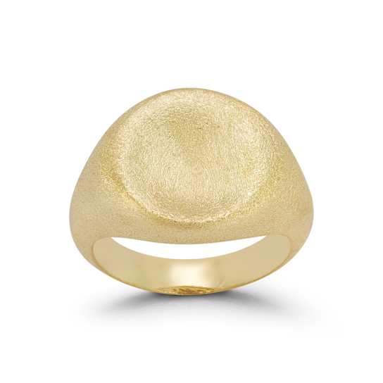 Satin Signet Ring In 14K Gold Over Sterling Silver