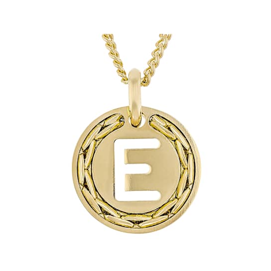 Cardano Initial E Pendant Necklace In 18K Gold Over Bronze