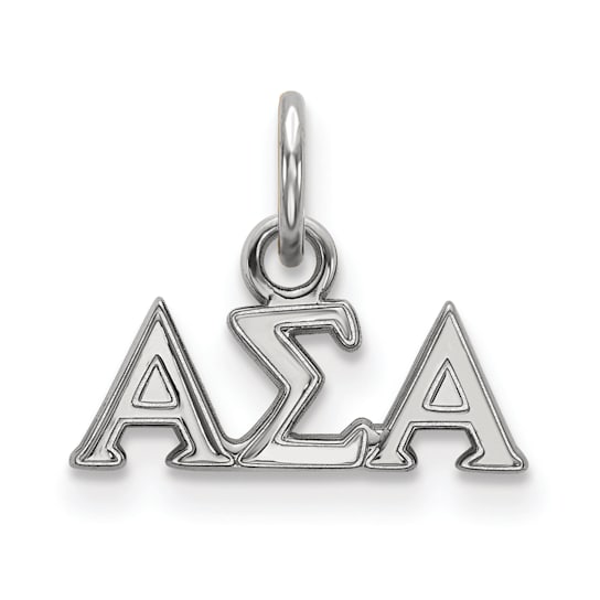 Rhodium Over Sterling Silver LogoArt Alpha Sigma Alpha Extra Small Pendant