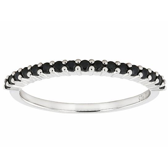 Black Spinel Band Ring In Sterling Silver 0.27ctw