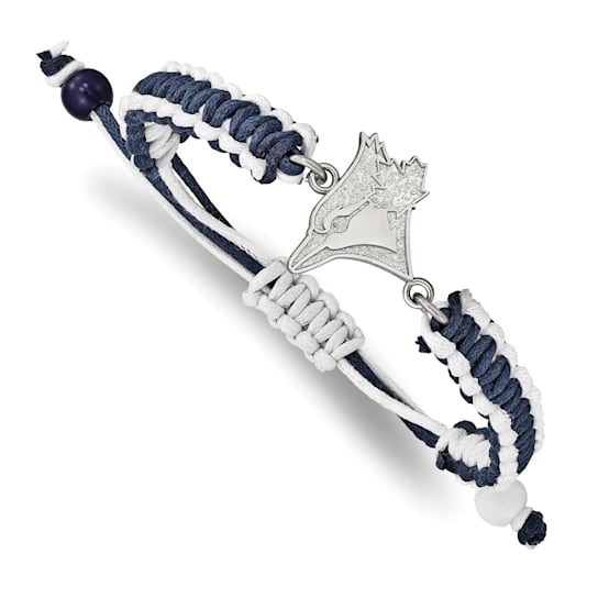 Stainless Steel MLB LogoArt Toronto Blue Jays Adjustable Cord Bracelet