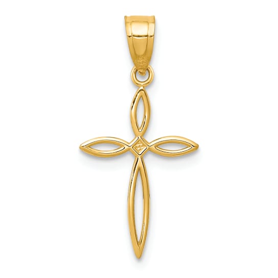 14k Yellow Gold 3D Passion Cross Charm