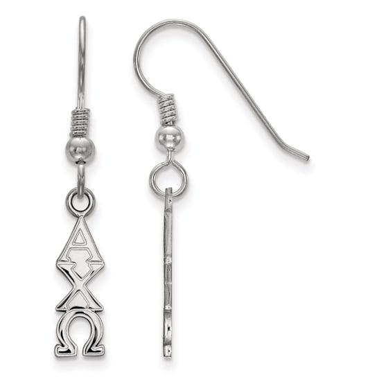 Rhodium Over Sterling Silver LogoArt Alpha Chi Omega Small Dangle Earrings