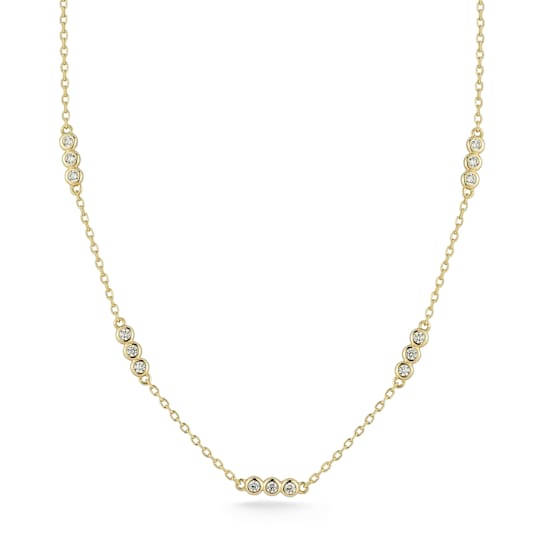 Rachel Zoe CZ Trio Station Necklace in 14K Gold Over Sterling Silver