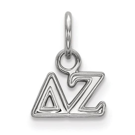 Rhodium Over Sterling Silver LogoArt Delta Zeta Extra Small Pendant