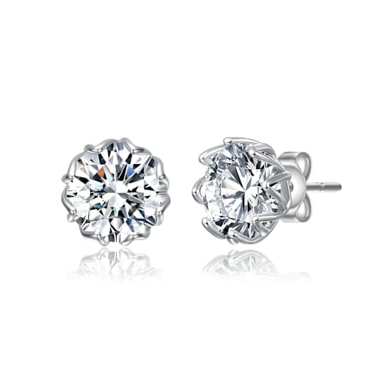CZ Stud Earrings In Sterling Silver 3.8ctw
