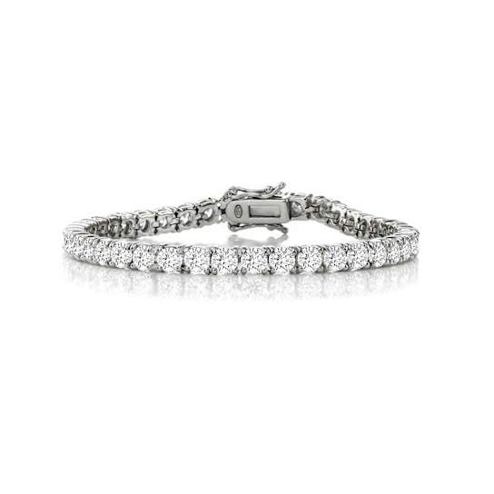 Princess-Cut CZ Tennis Bracelet In Rhodium Over Brass