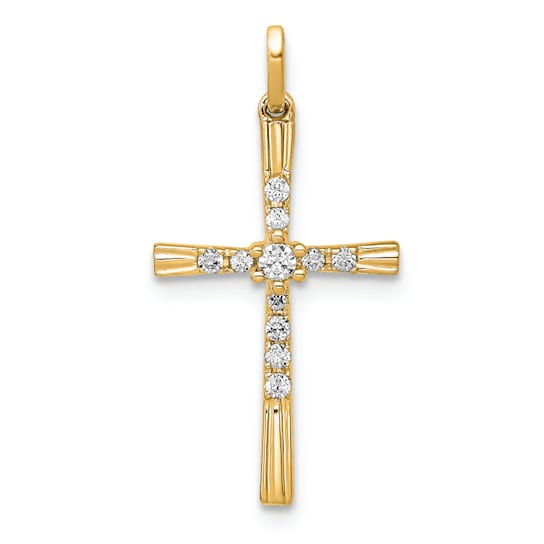 14K Yellow Gold 1/10ct. Diamond Cross Pendant