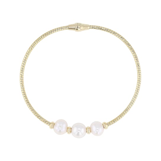 Graduating Freshwater Pearl Bracelet In 18K Gold Over Bronze