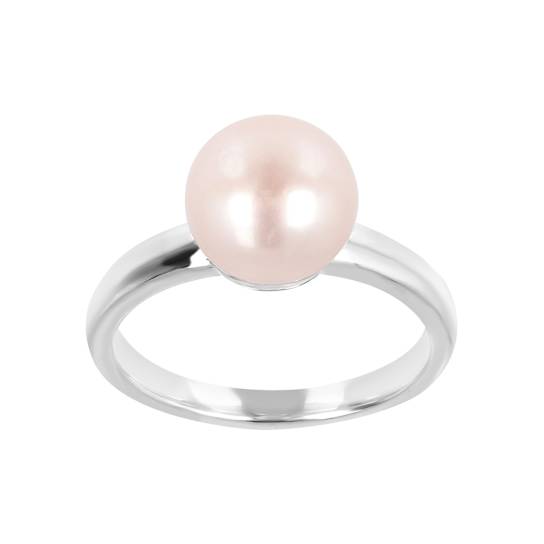 Blush Freshwater Pearl Solitaire Ring In Sterling Silver