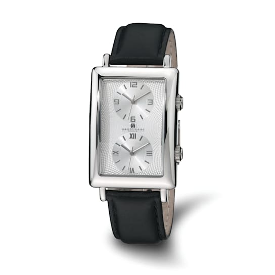 Charles Hubert Men's Dual Time Silver-tone 33x53mm Dial Watch