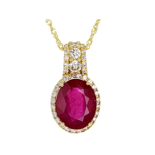 Red Mahaleo® Ruby 10k Yellow Gold Slide/Pendant with Chain 3.56ctw