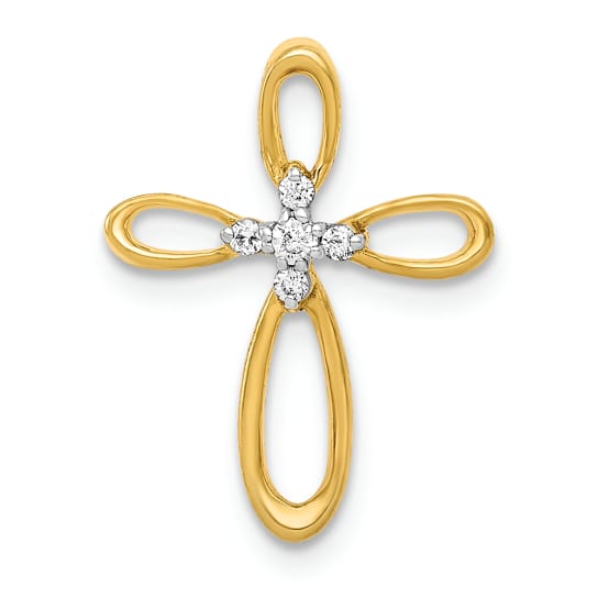 14K Two-tone Gold Diamond Cross Slide Pendant