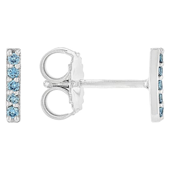 Blue Lab-Grown Diamond Stud Earrings In Sterling Silver