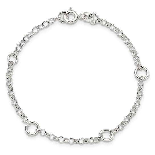 Sterling Silver Polished Fancy Rolo Chain Children's Bracelet